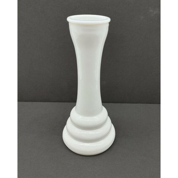Randall White Milk Glass Vase Pedestal Beehive Base Vintage Art Deco Glassware - Picture 5 of 5